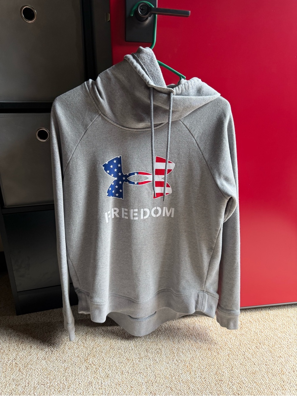 Under Armour Gray Crewneck Hoodie with American Flag Logo